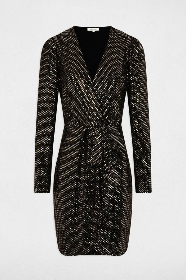Morgan Vestido cruzado lentejuelas Dorado