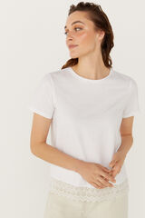Cortefiel Camiseta detalle puntilla Blanco