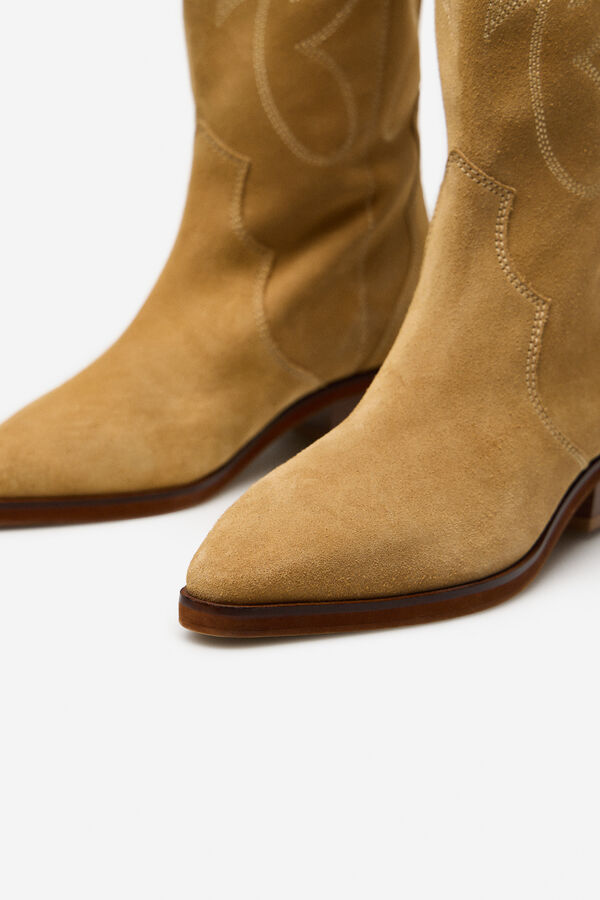 Cortefiel Bota cowboy serraje Beige