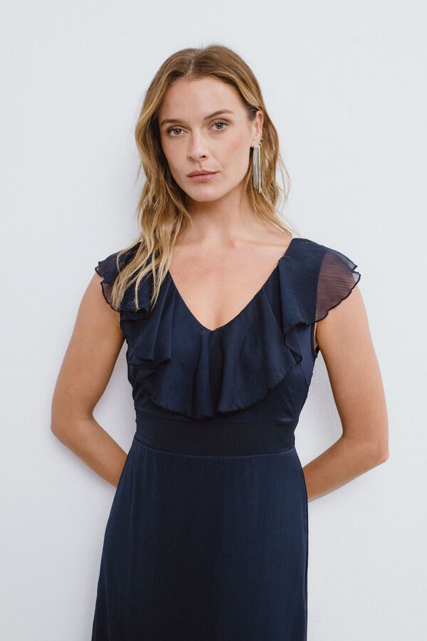 Vila Vestido de festa longo em chiffon Azul