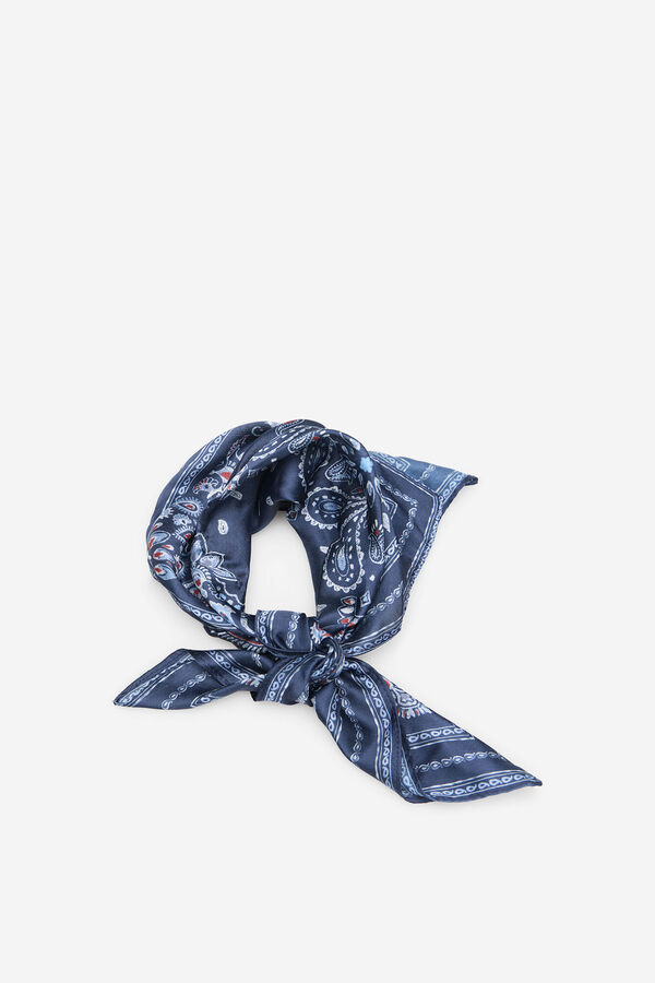 Cortefiel Bandana de cetim com estampa paisley Azul