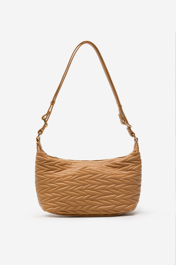 Cortefiel Bandolera gofrada espiga Beige