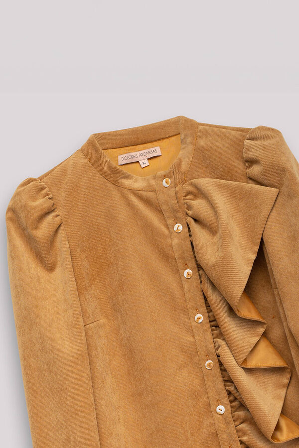 Dolores Promesas Vestido curto com babados camel Tostado