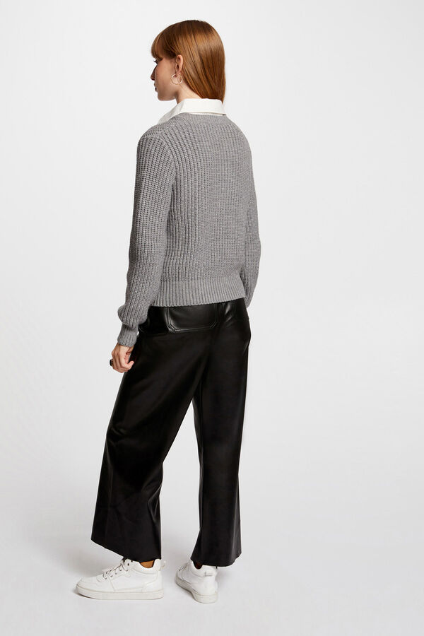 Morgan Jersey cuello tipo camisa Kaki