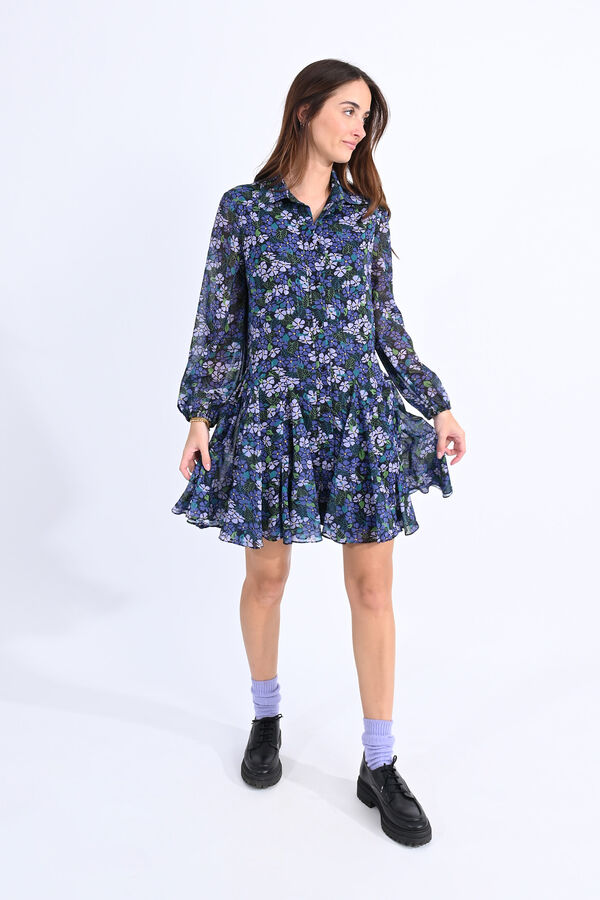 Molly Bracken Vestido curto plissado com estampado Roxo