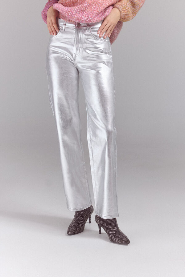 Slowlove Pantalones new recto plata Estampado gris