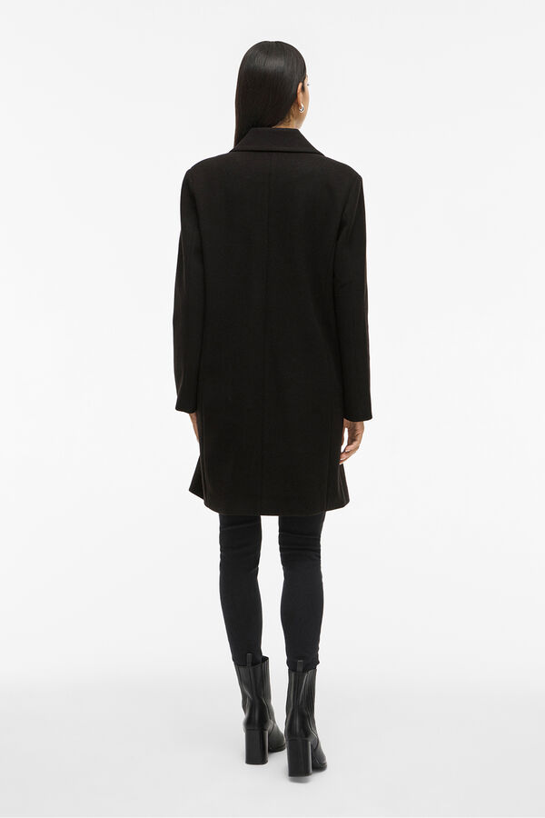 Vila Abrigo de pa&ntilde;o con solapas Negro