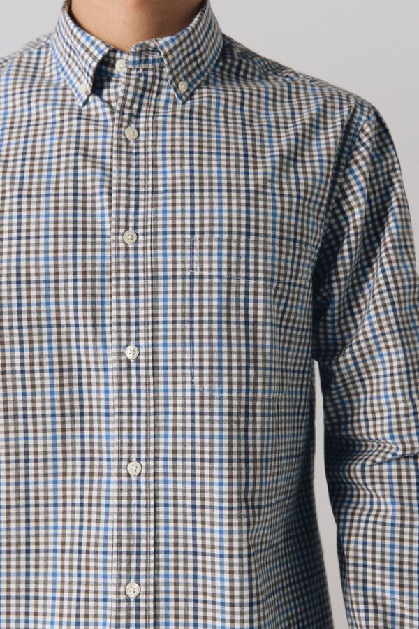 Cortefiel Camisa cuadros popelín Azul oscuro