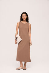Vila Vestido midi sin mangas con Tencel Marr&oacute;n