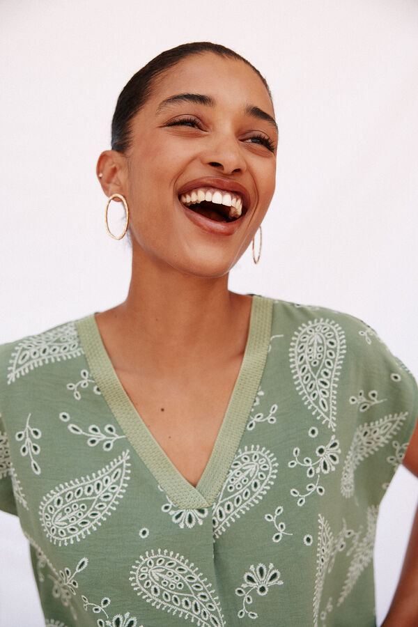 Cortefiel Blusa com detalhe canelado Verde