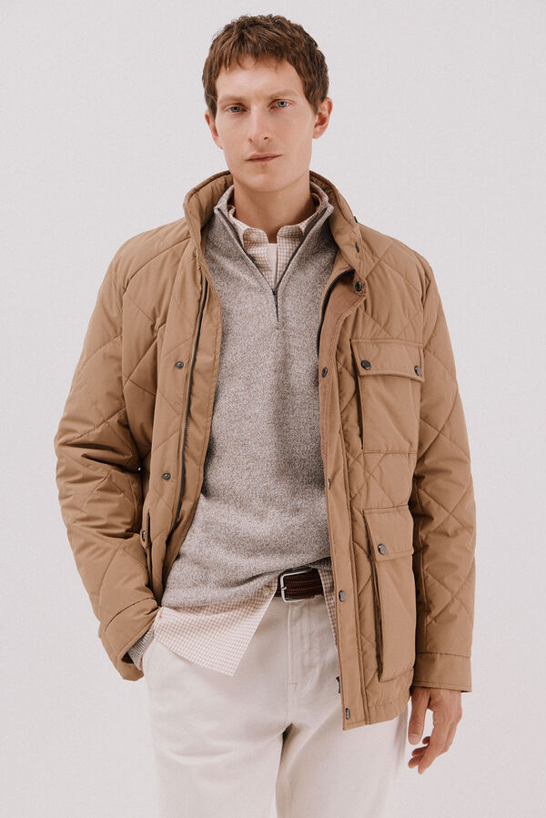 Cortefiel Chaqueta acolchada rombo Camel