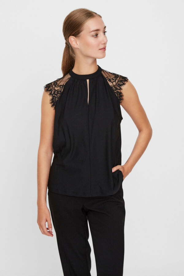 Vero Moda Top encaje Negro