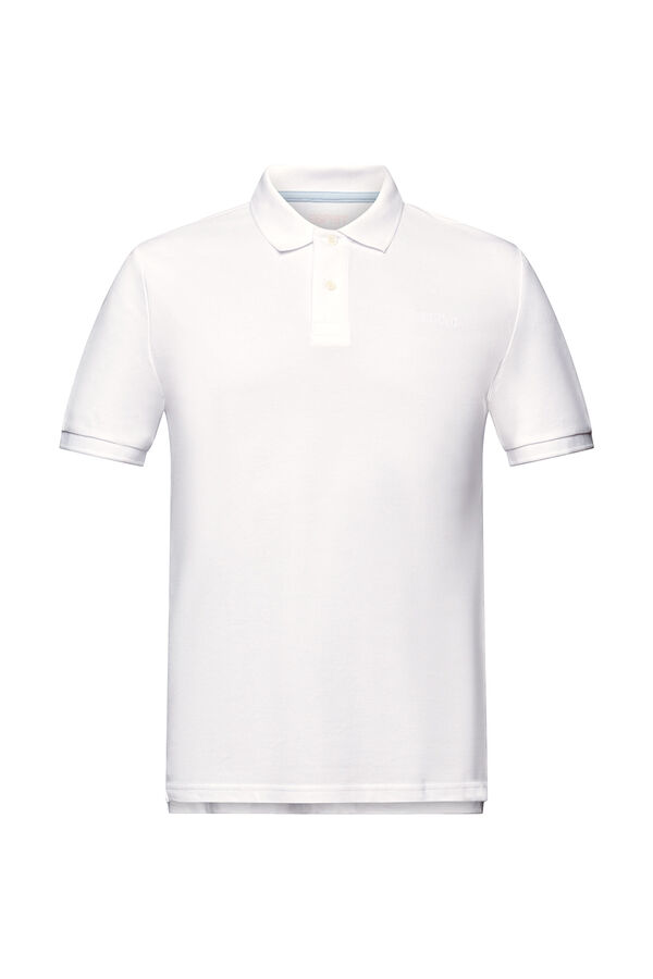 Esprit Polo piqué slim fit manga curta algodão Branco