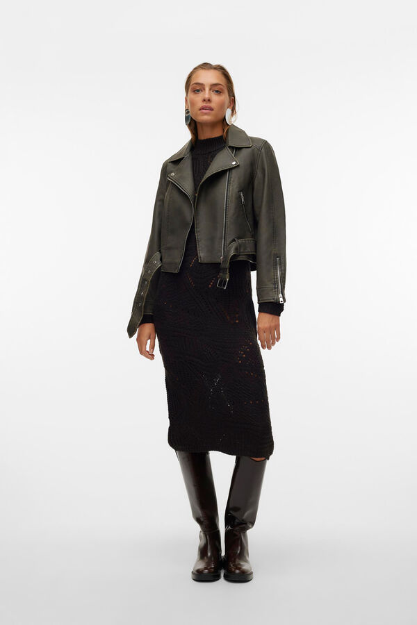 Vero Moda Cazadora efecto piel Marr&oacute;n