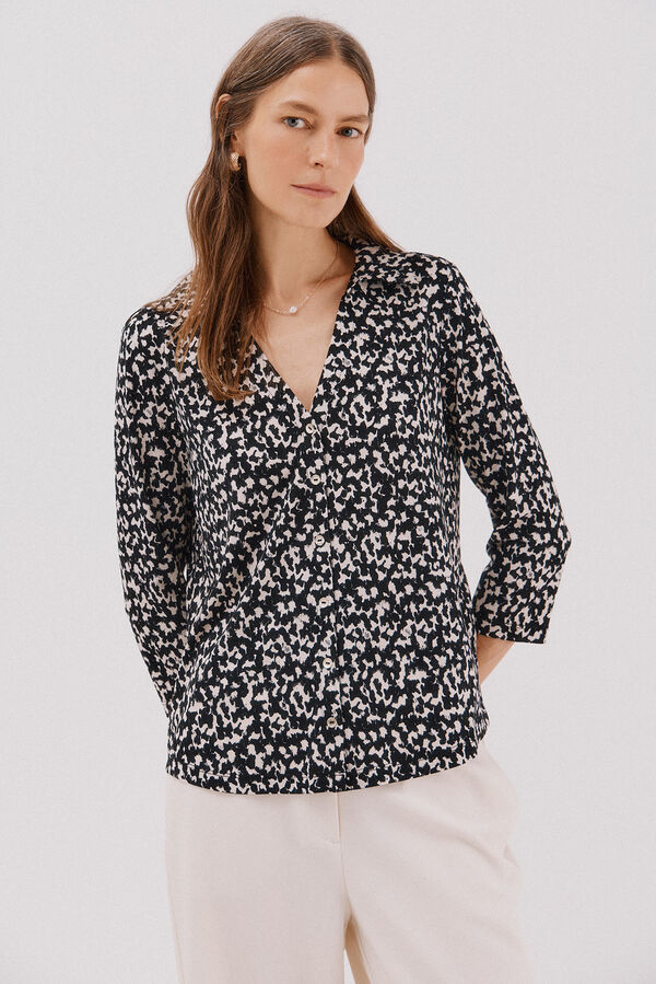 Cortefiel Camisa el&aacute;stica botones Estampado gris