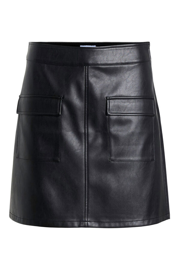 Vila Saia curta de couro sint&eacute;tico Preto