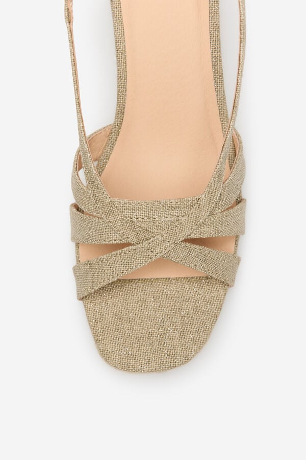 Cortefiel Sand&aacute;lia espadrille com salto plataforma Tostado