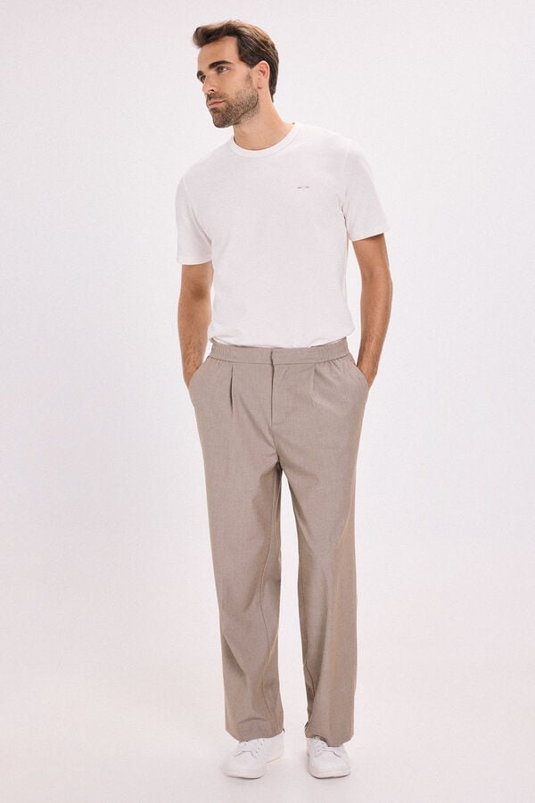 Jack & Jones Pantal&oacute;n wide fit pinzas Beige
