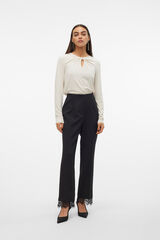 Vero Moda Pantalón largo con encaje Negro