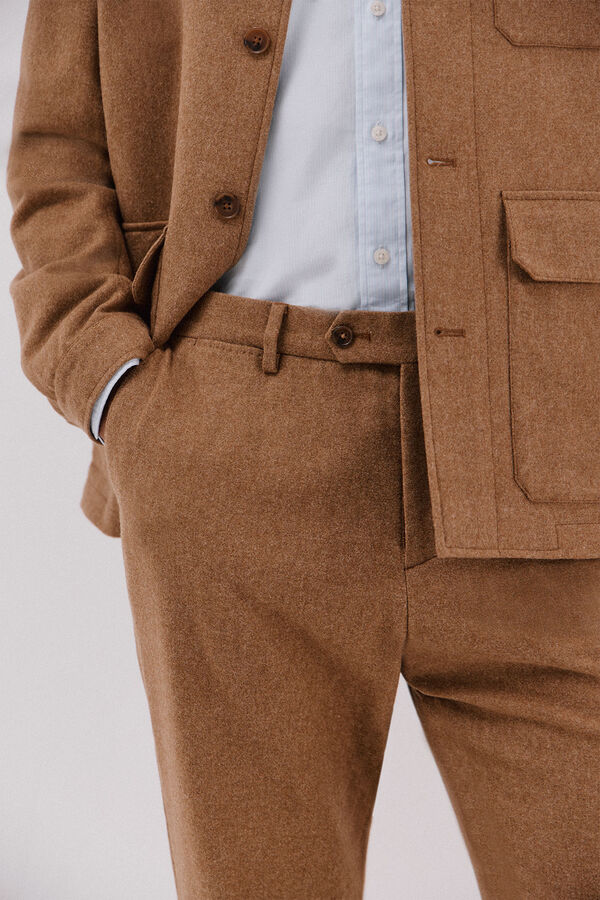 Cortefiel Pantal&oacute;n lana camel Camel