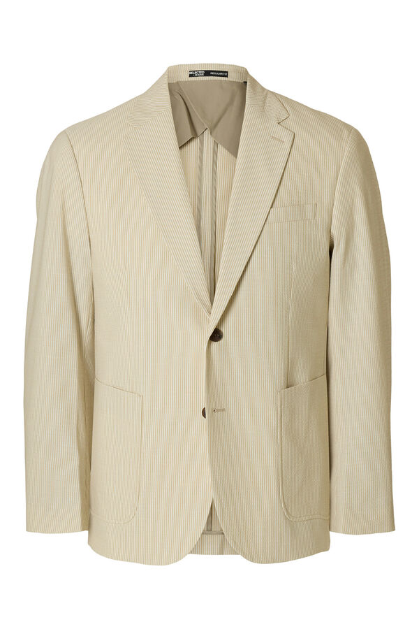 Selected Blazer riscas seersucker Tostado
