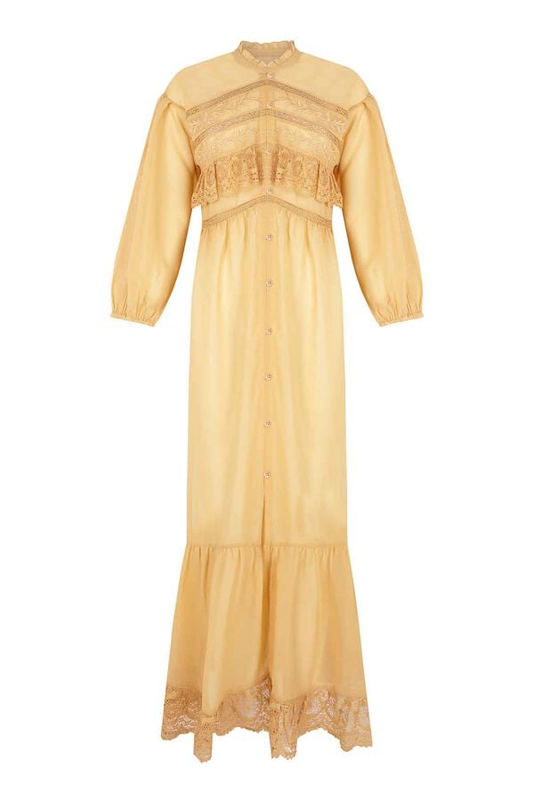 Slowlove Caft&aacute;n bordado detalle encaje Dorado