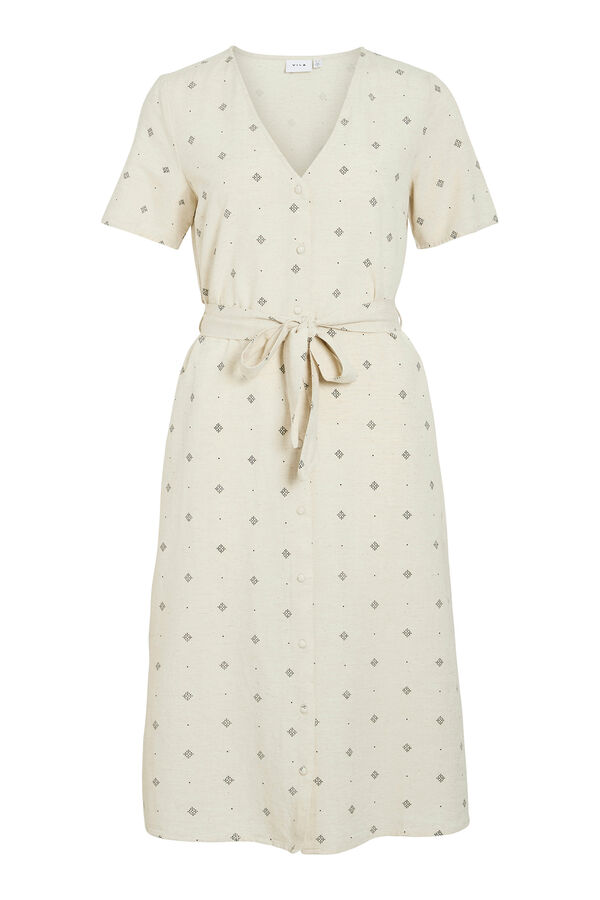 Vila Vestido midi estampado &eacute;tnico Marr&oacute;n