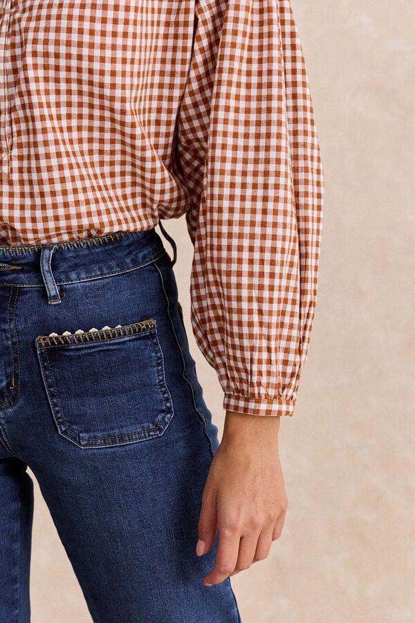 Pol&iacute;n Et Moi Blusa vichy Vico Estampado marr&oacute;n