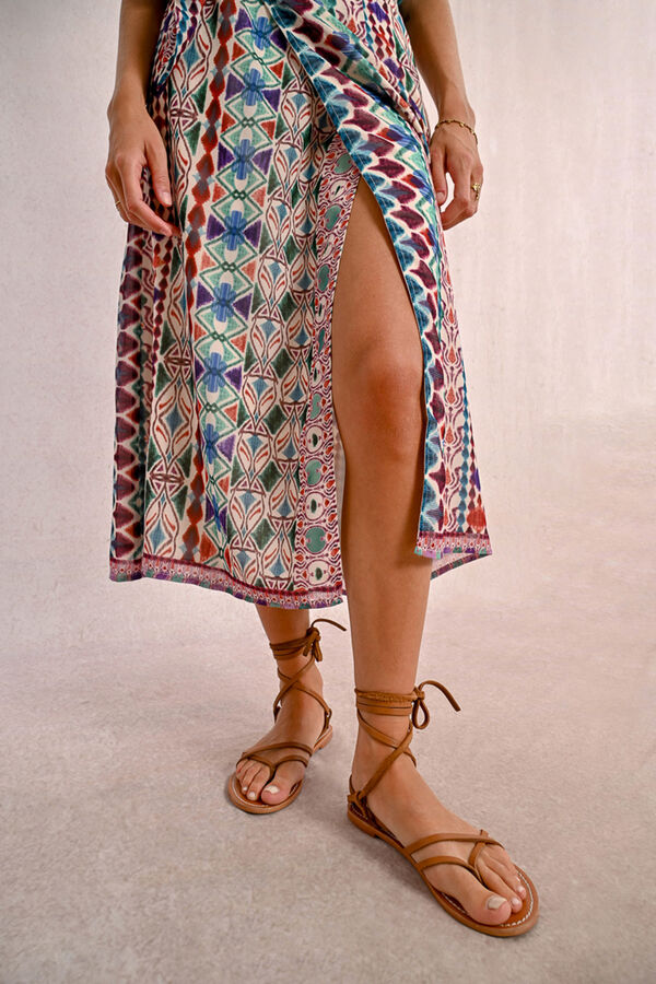 Molly Bracken Falda larga con estampado y lazada Multicolor