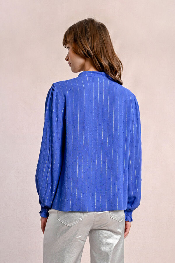 Molly Bracken Camisa con volantes y estampado Azul oscuro
