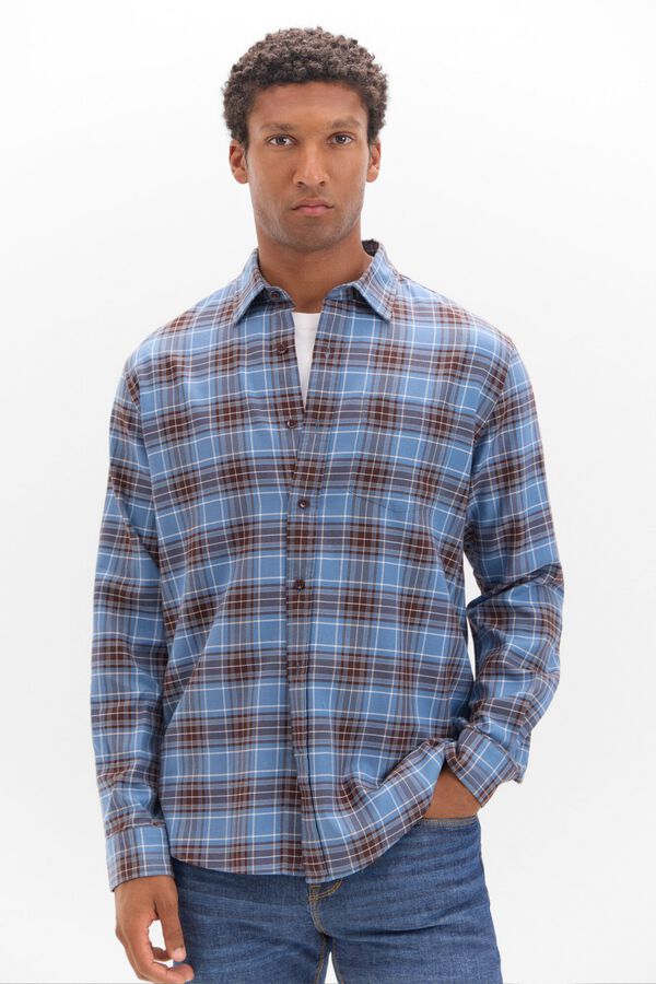 Cortefiel Camisa twill xadrez Azul