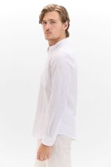 Cortefiel Camisa lino algod&oacute;n cuello mao Blanco