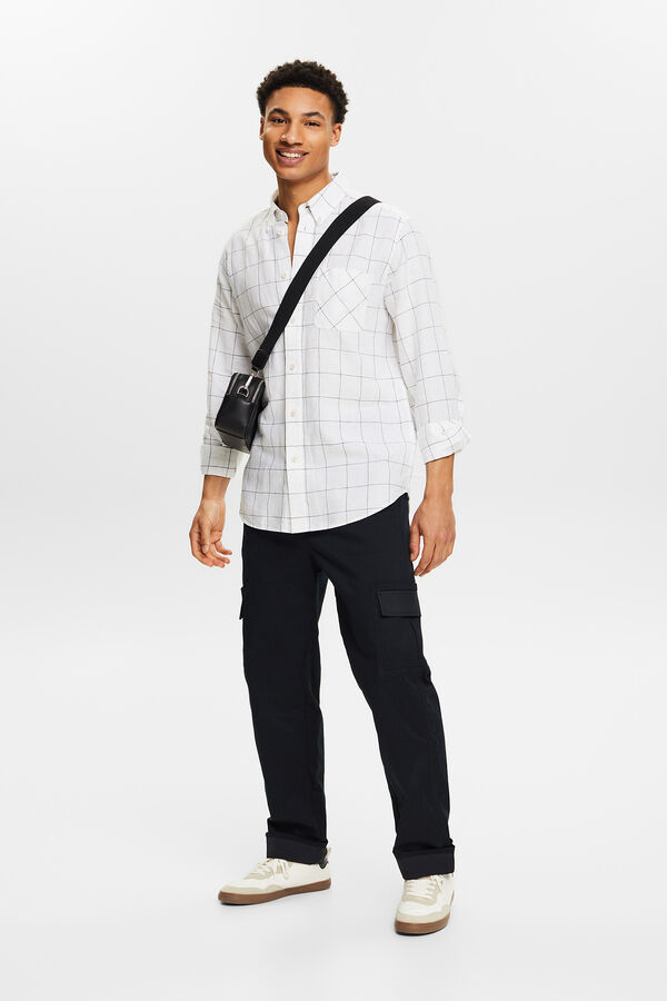 Esprit Camisa aos quadrados regular fit com linho Impress&atilde;o