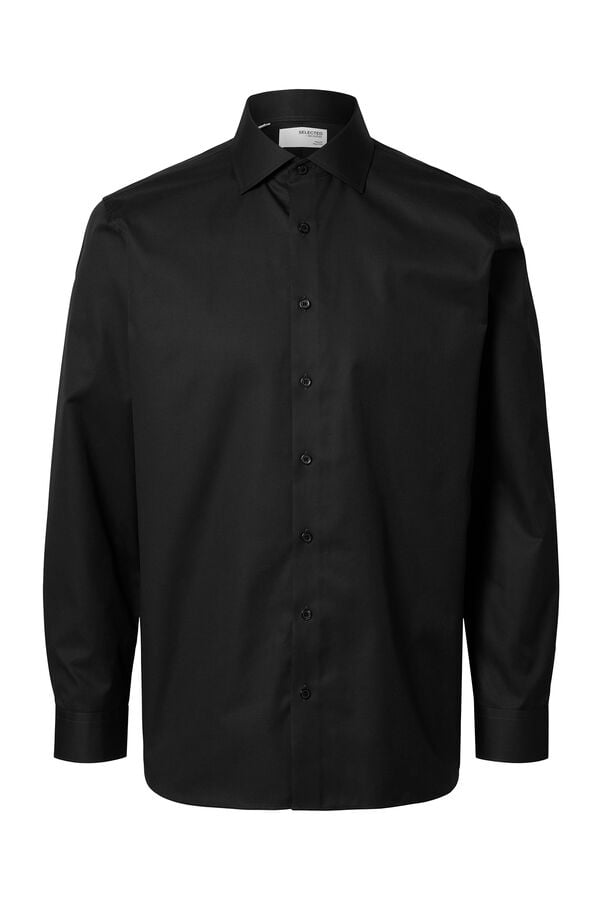 Selected Camisa de manga larga de vestir 100% algod&oacute;n Negro