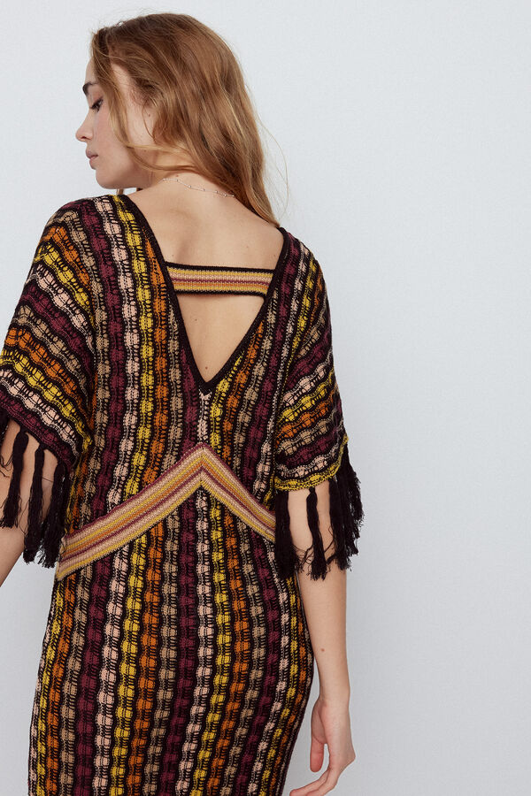 Slowlove Vestido punto multicolor Negro