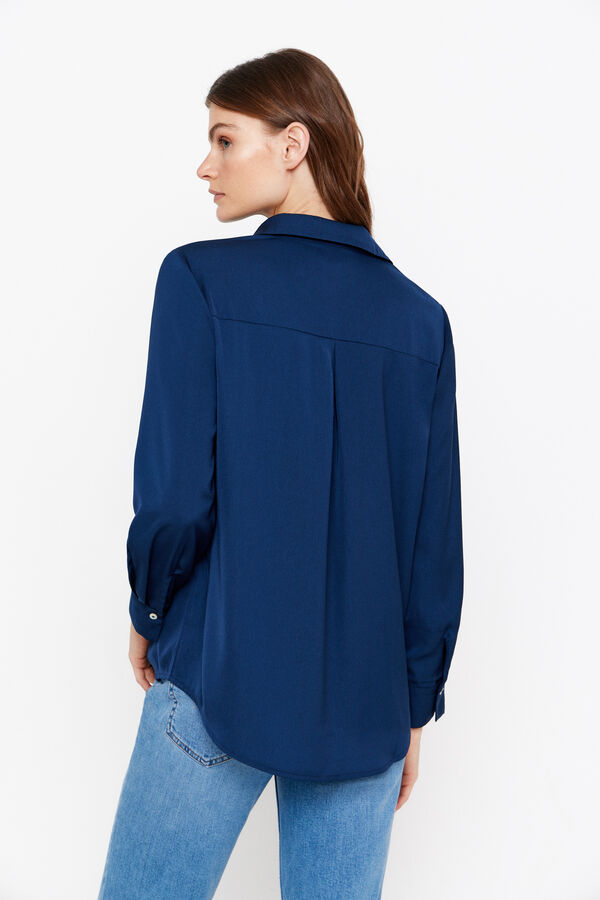 Cortefiel Camisa satinada Azul marino