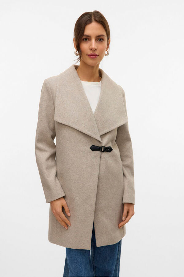 Vero Moda Abrigo midi de pa&ntilde;o Beige