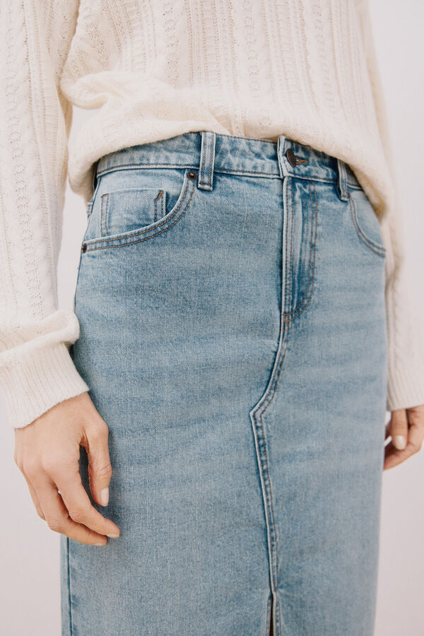 Cortefiel Falda midi vaquera Azul