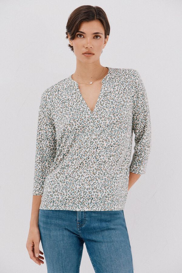 Cortefiel Camiseta b&aacute;sica escote m&atilde;o Multicolor