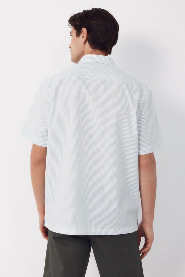Cortefiel Camisa de riscas de manga curta Verde