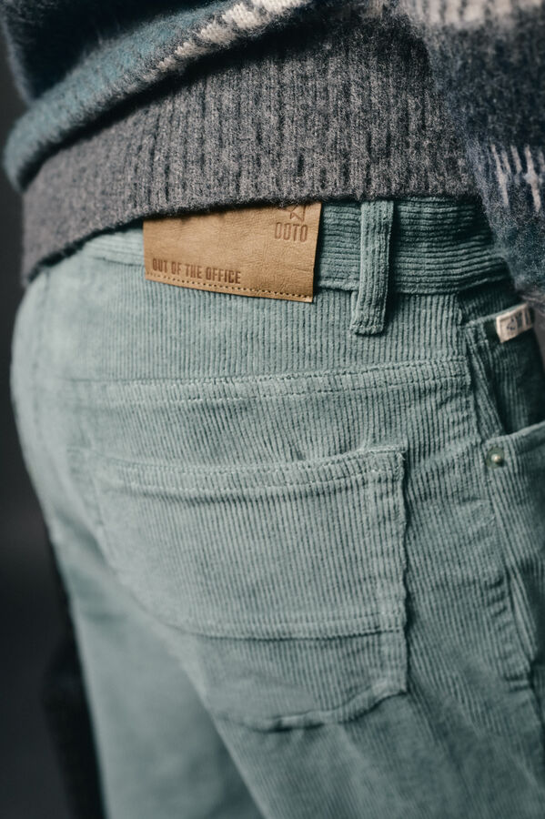 OOTO Pantal&oacute;n 5 bolsillos slim fit pana Azul
