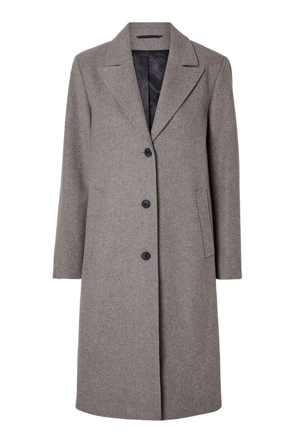 Selected Femme Abrigo de paño Midi confeccionado con algodón reciclado. Gris oscuro