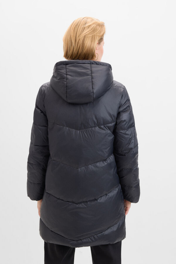 Cortefiel Abrigo comprido plumas Preto