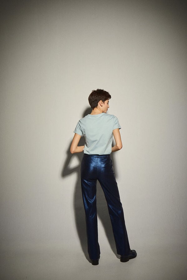 Dolores Promesas Cal&ccedil;as metalizadas iridescentes em azul Azul