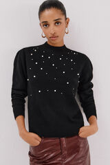 Cortefiel Jersey punto perlas Preto