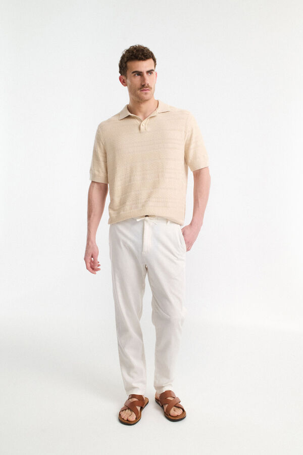 Selected Camisa polo de malha estruturada de manga curta  Cinzento