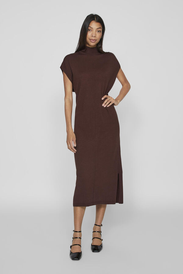 Vila Vestido de punto de cuello alto Marr&oacute;n