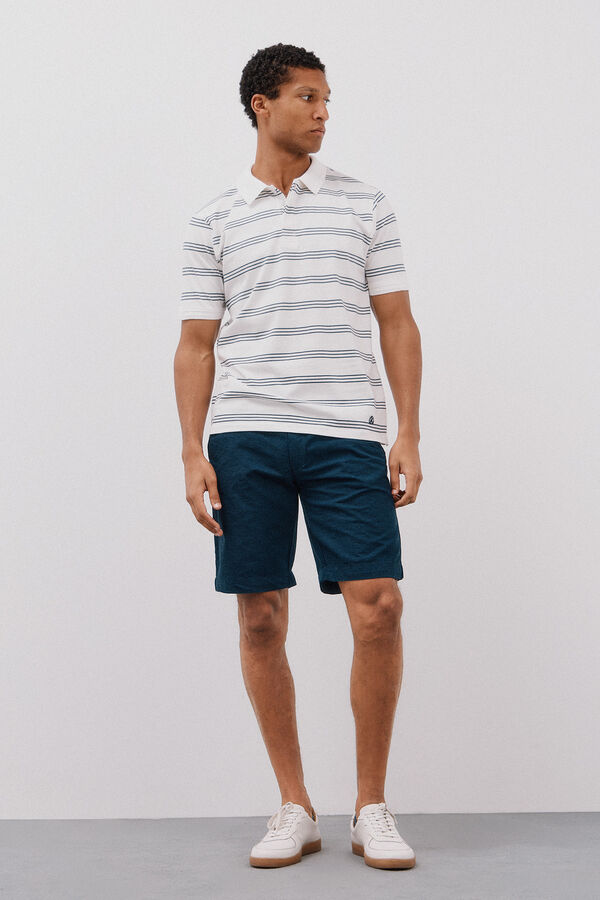 Cortefiel polo de rayas cuello estructura Blanco
