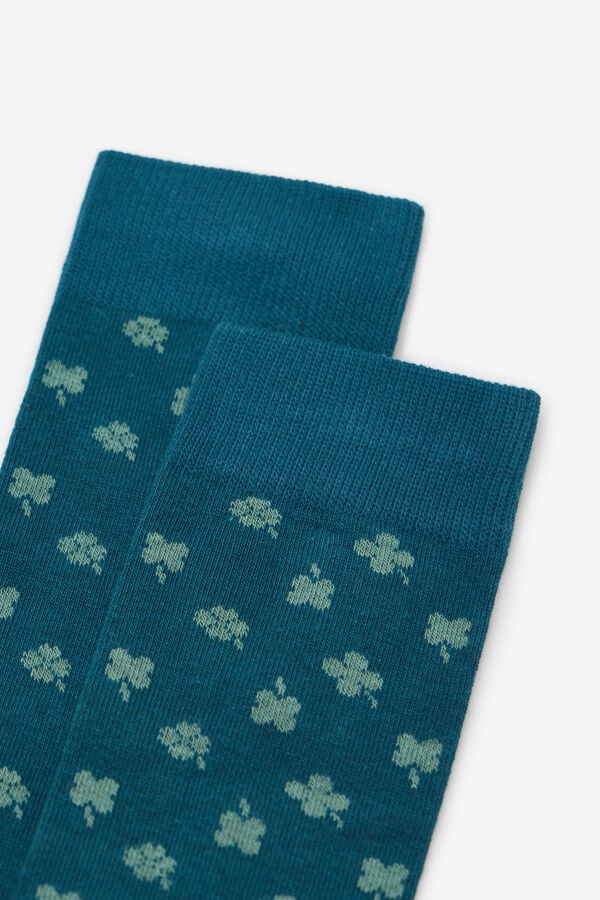 Cortefiel Calcetin dibujo trebol Azul