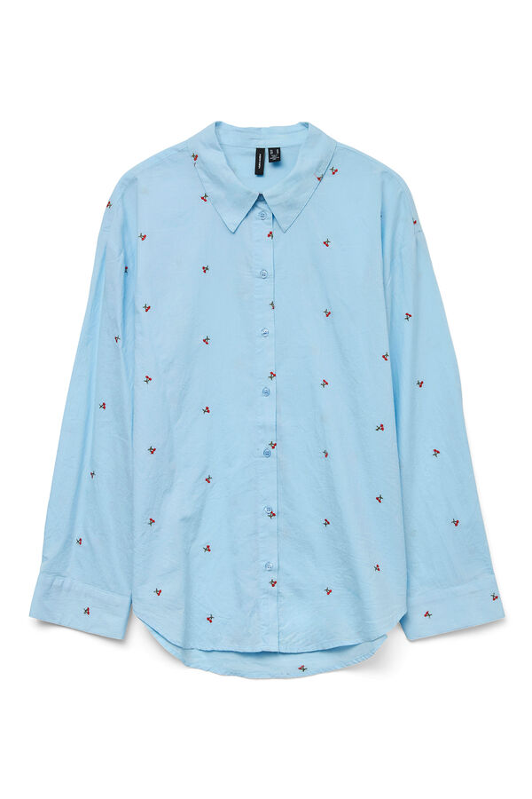 Vero Moda Camisa b&aacute;sica com bordado Azul
